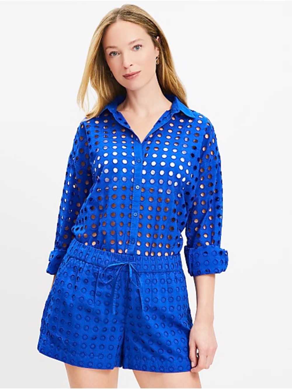 Loft Beach Eyelet Cotton Embroidered Shirt
